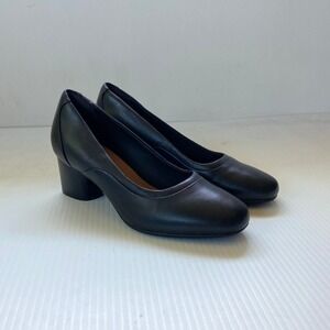 Clarks Unstructured Un Cosmo Step Black Leather Heels Pumps Womens 7M